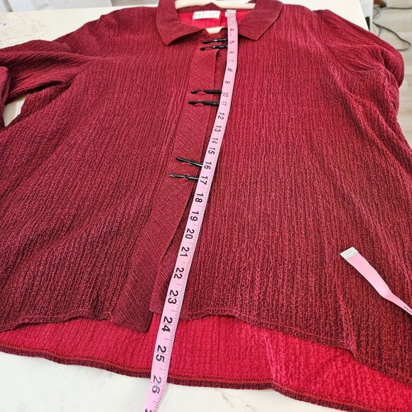 Habitat Clothes To Live In Tunic Top Size Large Red Textured Detail Button Boho - Picture 9 of 11